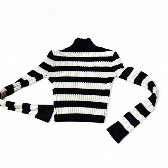 Altar'd State Sweaters - Altar’d State striped cropped mock neck ribbed sweater black white M